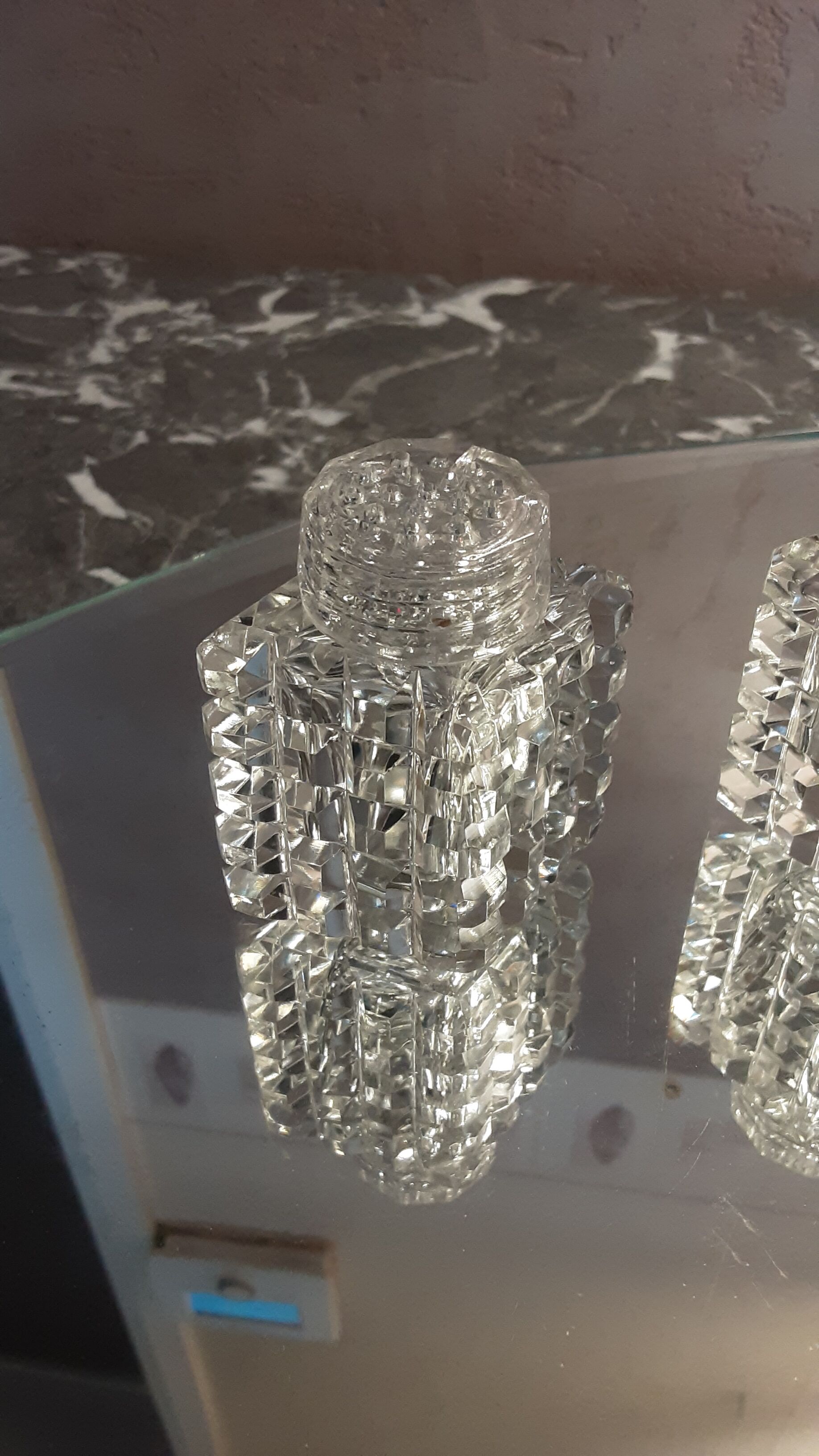 Cut crystal pepper salt shaker - vintage