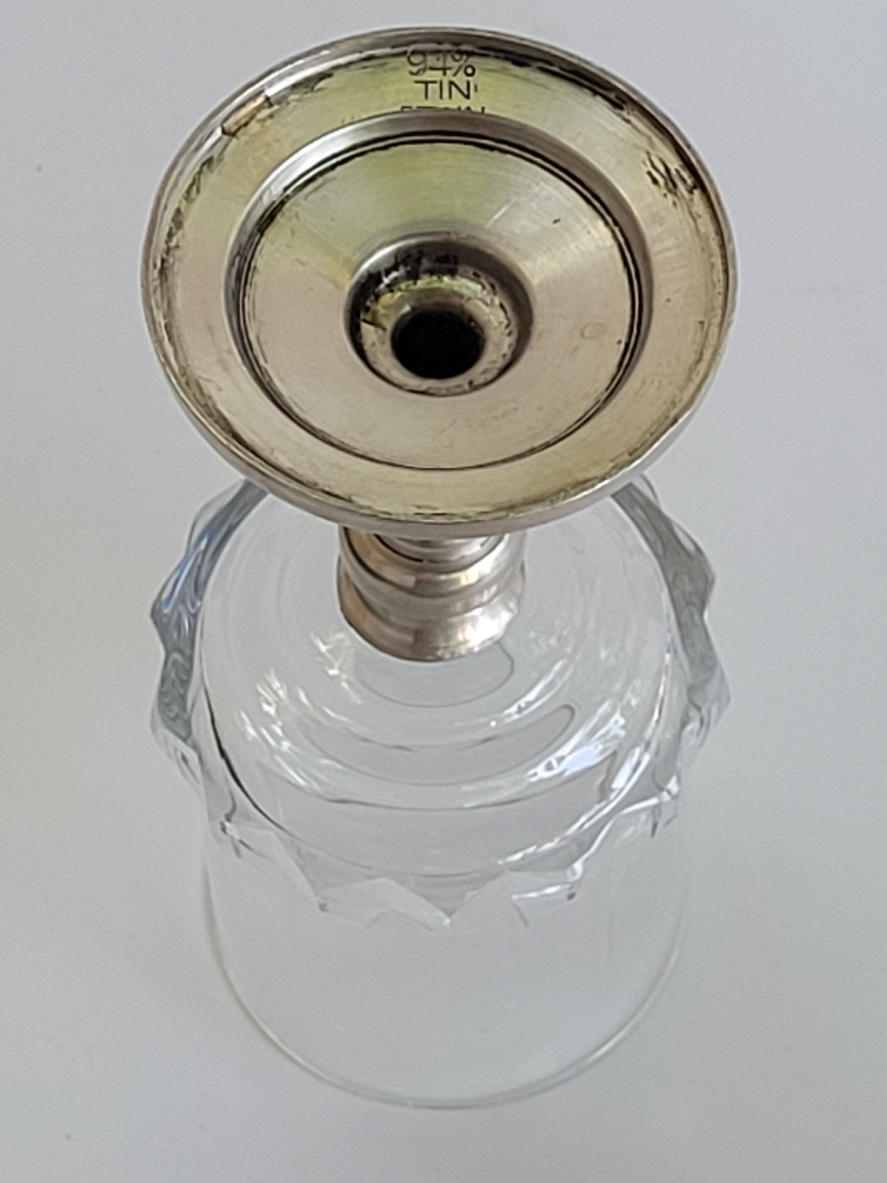 Series of six crystal wine glass with tin foot 9'° 160 ml