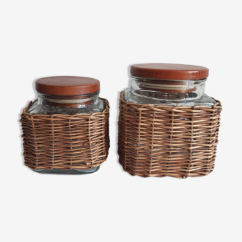 Set of 2 vintage glass jars