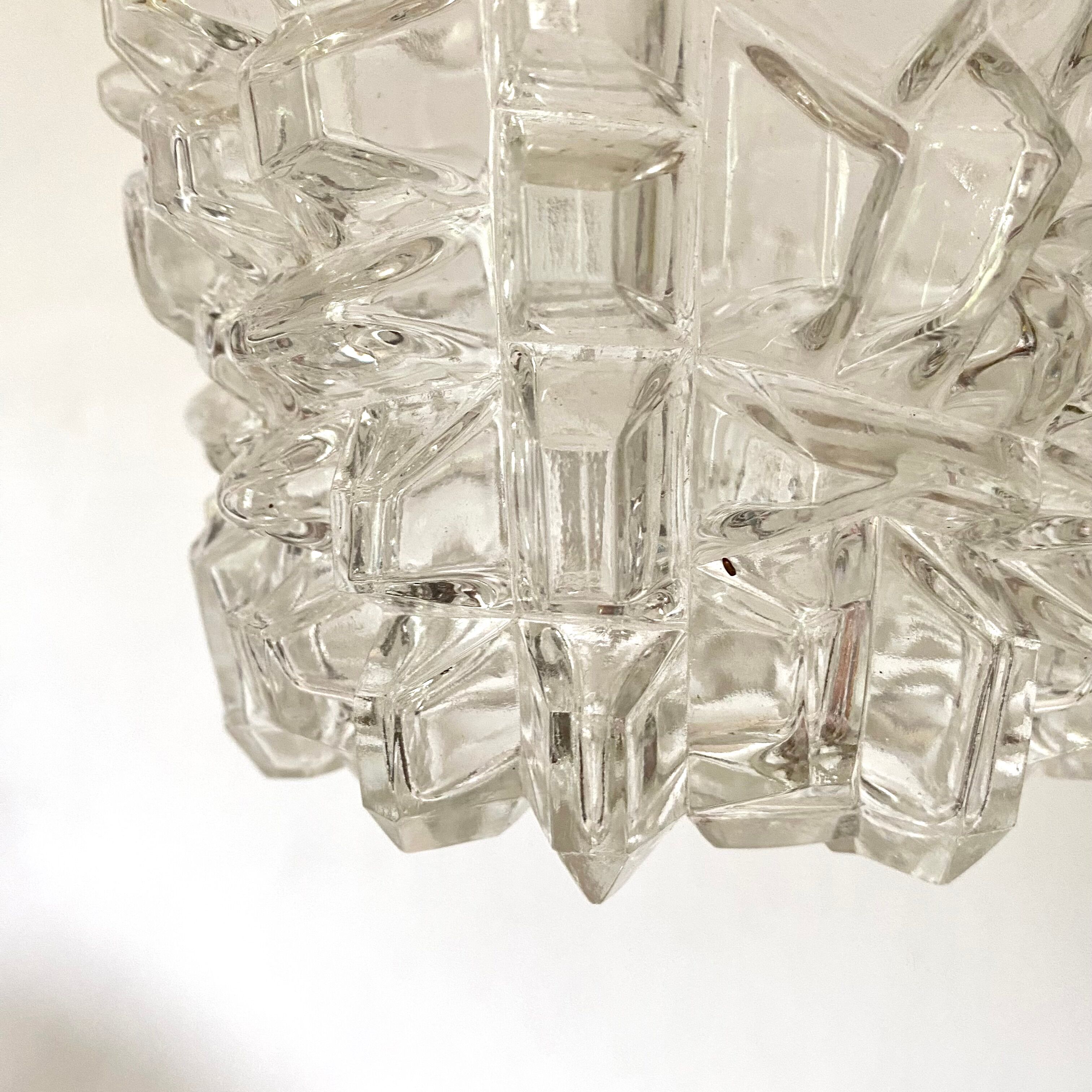 Suspension vintage en verre et métal doré