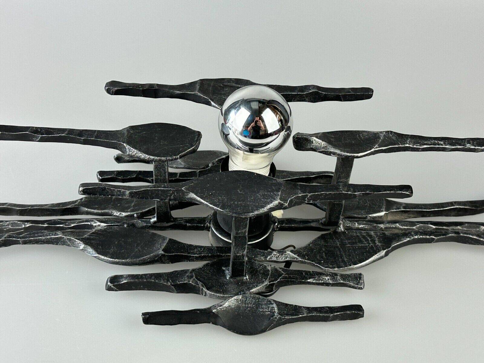 60's 70's brutalist wall lamp iron & glass wall sconce design