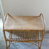 Rattan side table with range records or journals