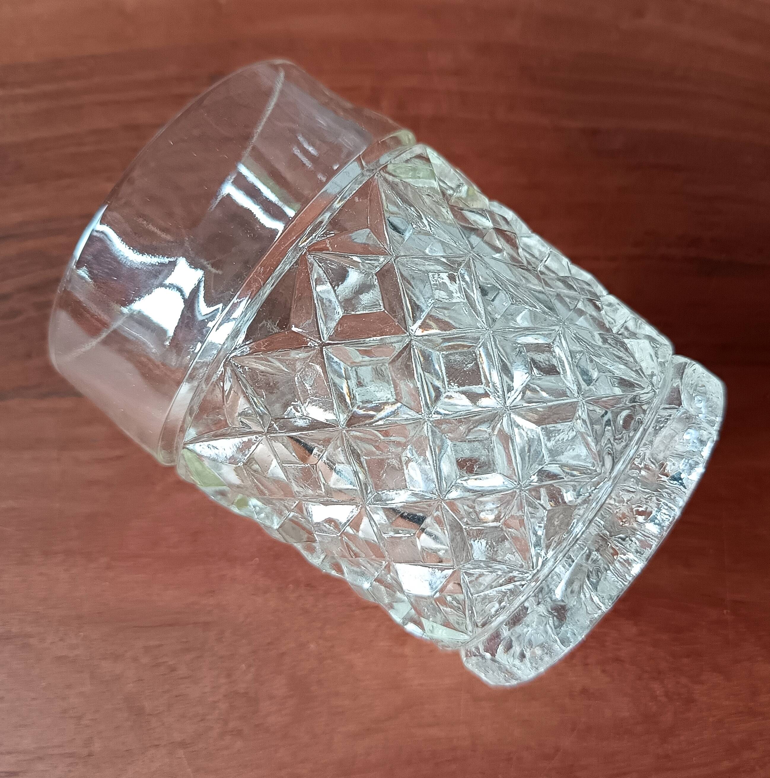 6 vintage italian clear pressed glass whiskey glasses
