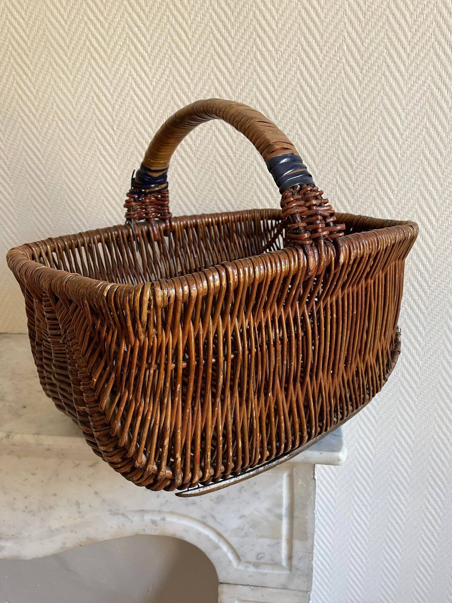 Brown wooden wicker basket
