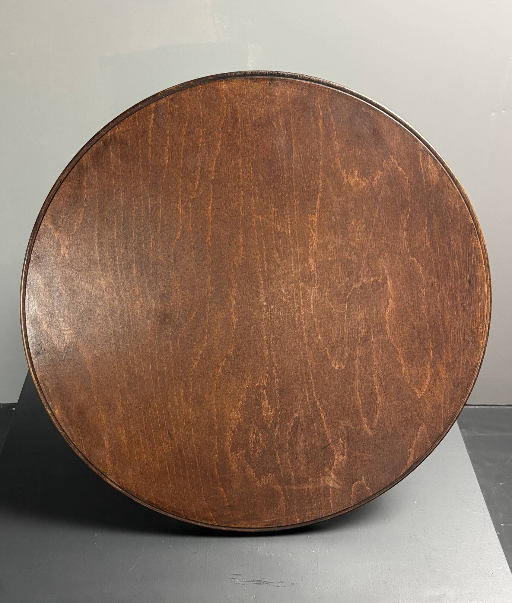 Midcentury brutalist wood turned side table, Charles Dudouyt style, 1950s