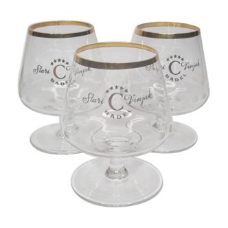Set of three vintage eau-de-vie glasses César Stari Vinjak