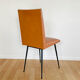 Set of 6 brown skaï chairs and black metal, 1960