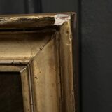 Oil on canvas 19th century young child carrying his cat gilded frame