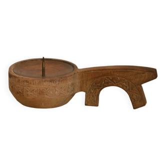 Ethnic vintage wooden candle holder