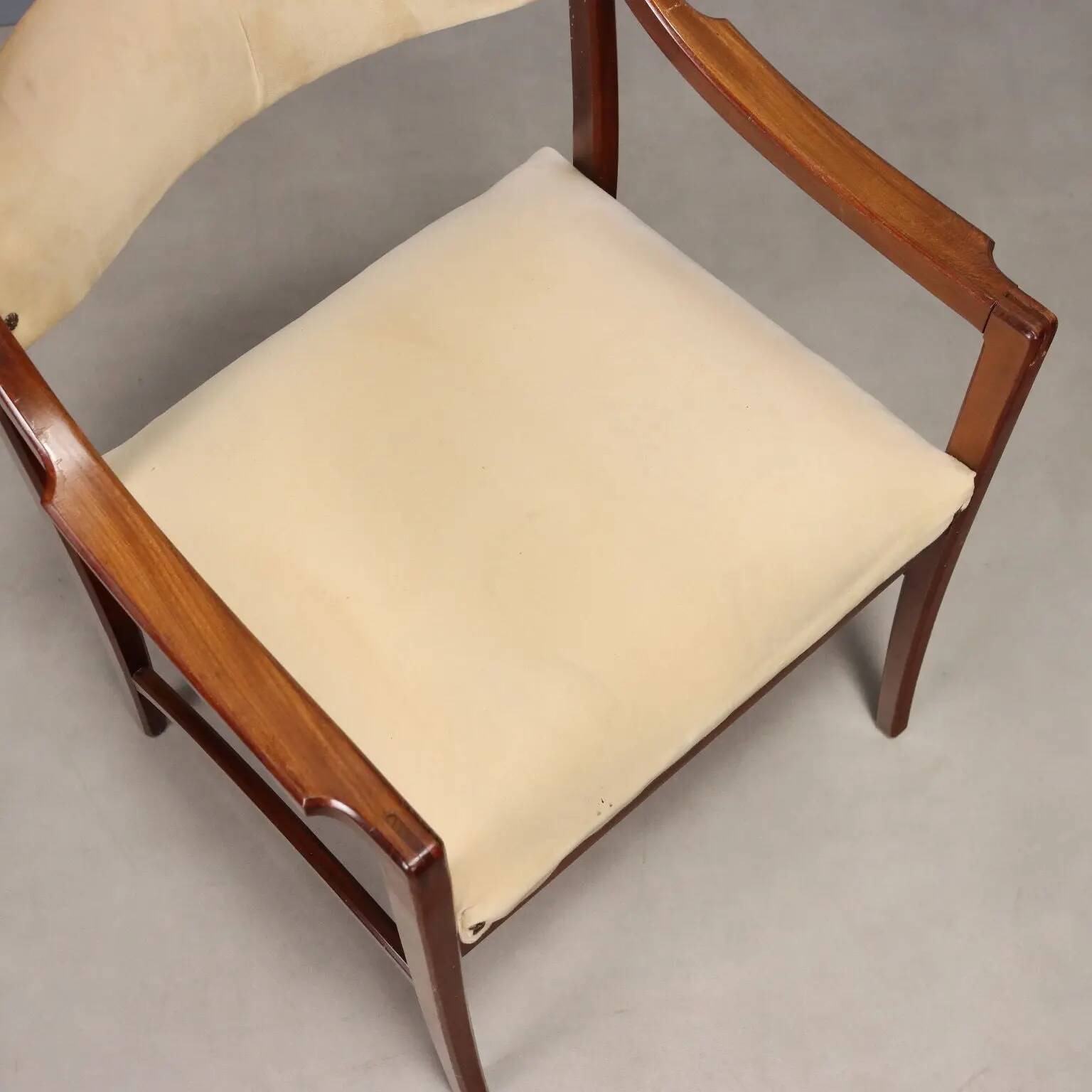 Fauteuil vintage en hêtre courbé, tissu et mousse, design, Italie, années 1960