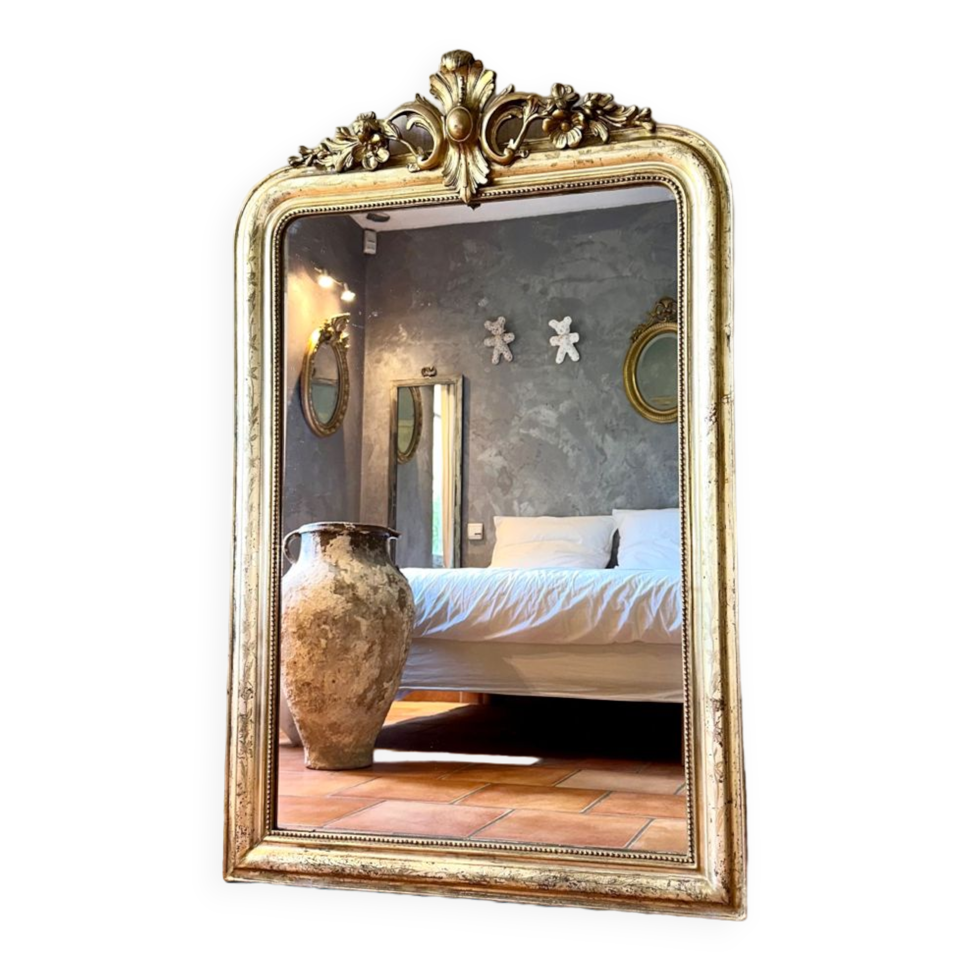 Miroir ancien Louis-Philippe à fronton