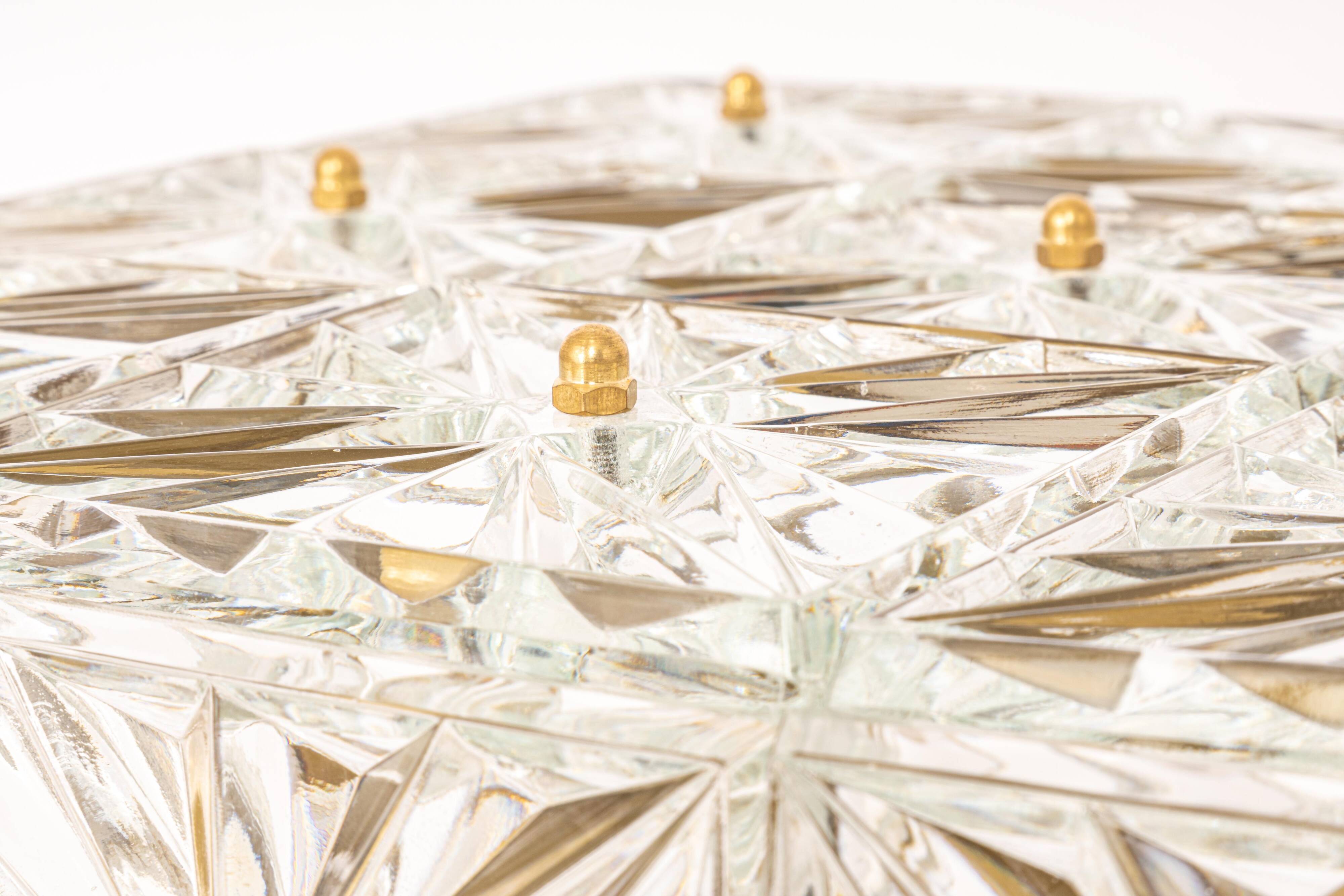 Large ceiling light in faceted crystal by Kinkeldey, Germany.