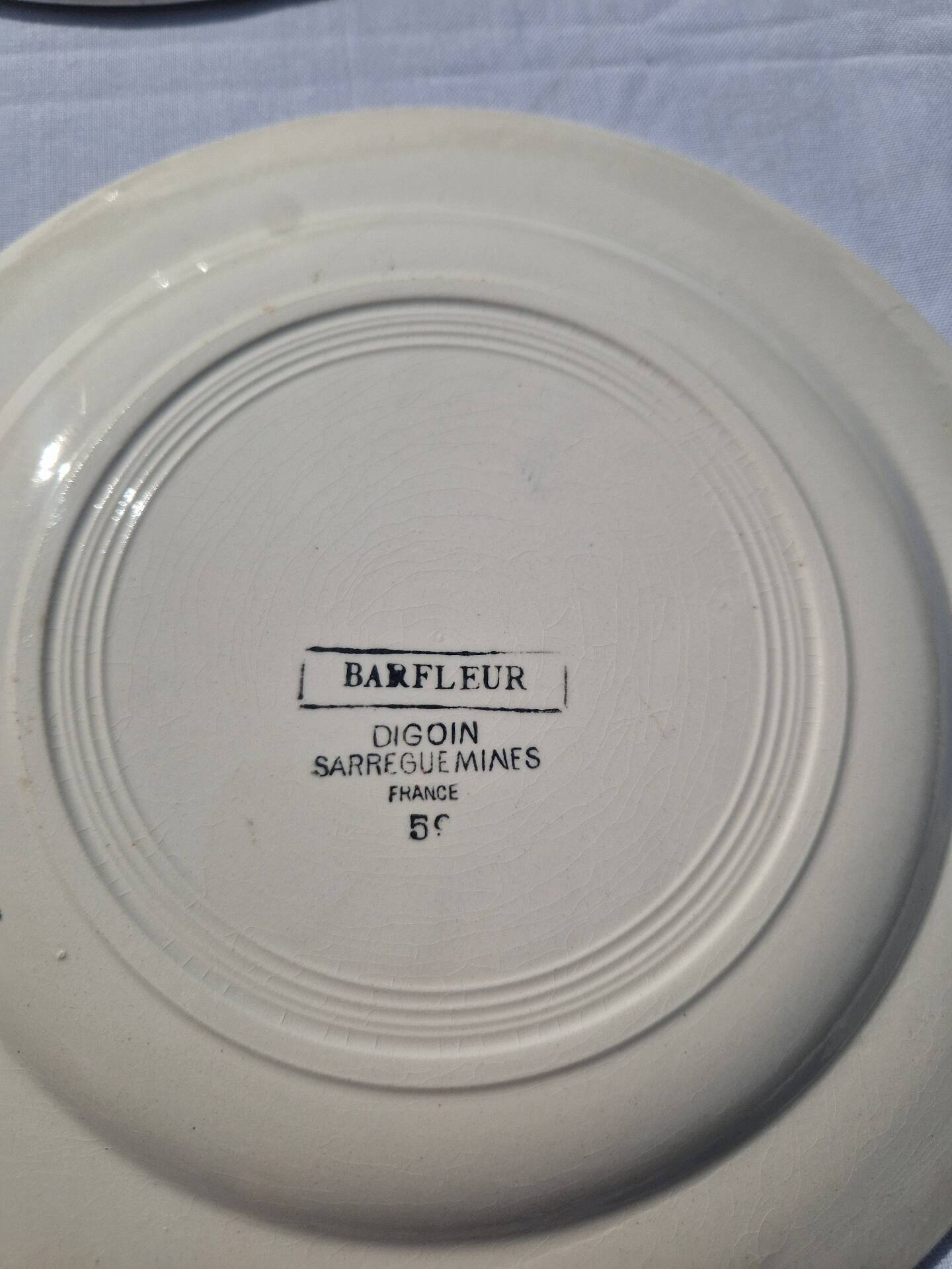 Set of 8 Flat Plates Barfleur Model Sarreguemines Manufacture