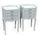 Pair of Louis XV style bedside tables with 3 drawers, Luxembourg green