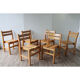 Series of 6 vintage chairs in solid pine 1960