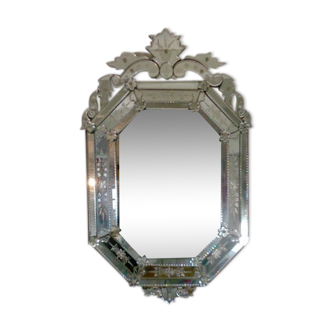 Ancien miroir de Venise époque 1900 - 64 x 101 cm
