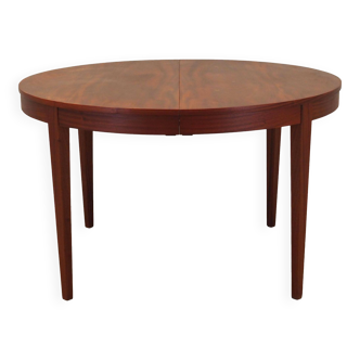 Table ronde en acajou, design danois, années 1970, production : Danemark