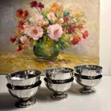 Set of 6 vintage silver-plated metal ice cream cups