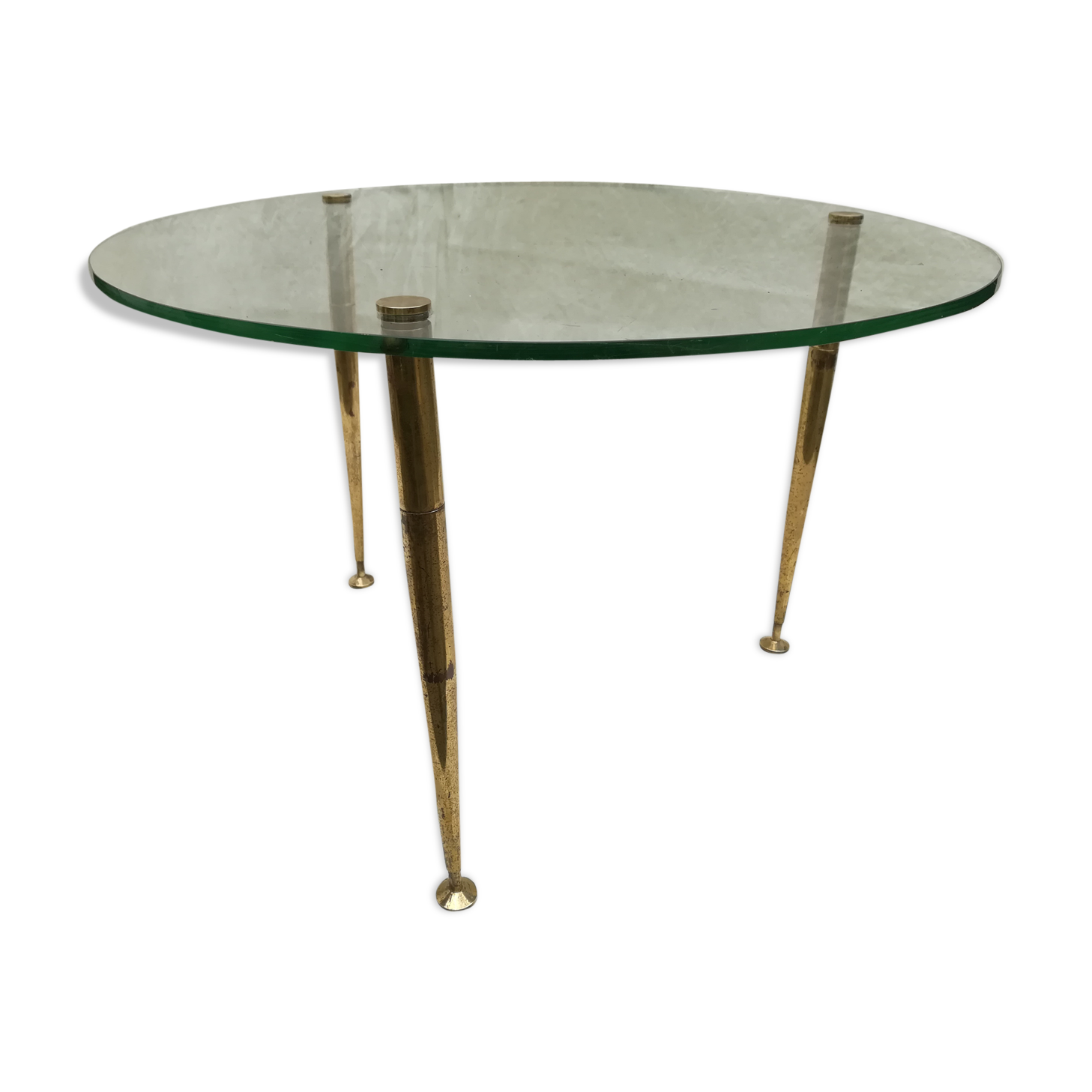 Table low glass and brass 50s