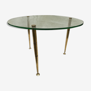 Table basse verre et laiton années 50