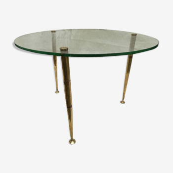 Table low glass and brass 50s