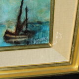 Marine painting oil on canvas old sign yvonne appennini 1971 voiliers tbe