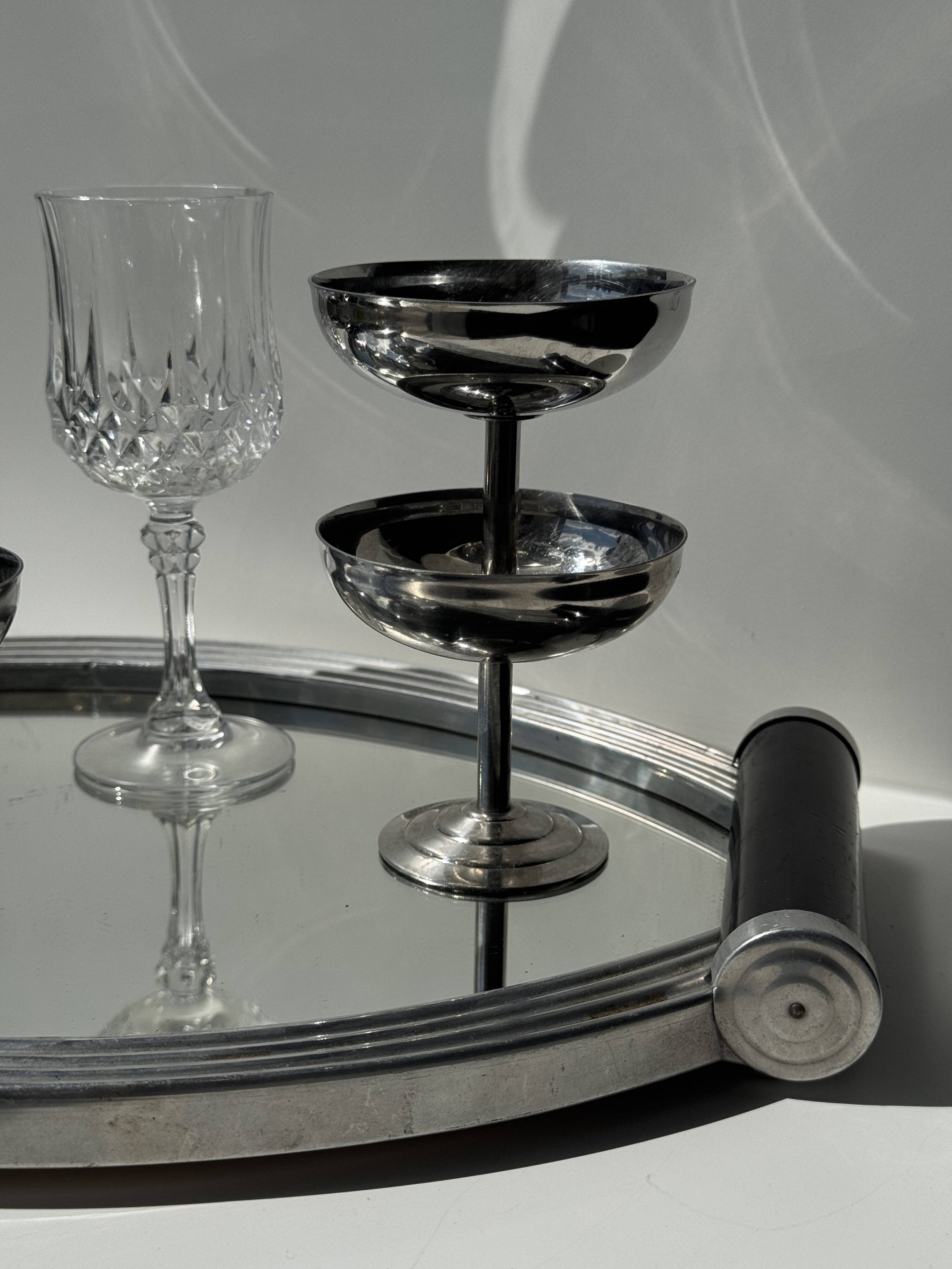 Vintage black two-handled mirror tray 26x38