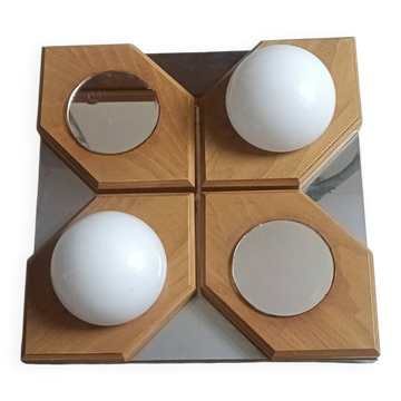 Applique chrome et bois géométrique
