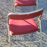 Set de 9 chaises pliantes  des années 70 tweed et métal chromé