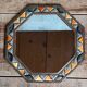Octagonal mirror to hang metal and vintage inlays