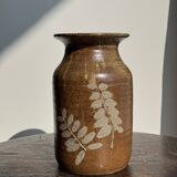 Vase en grès à motifs végétaux stylisés