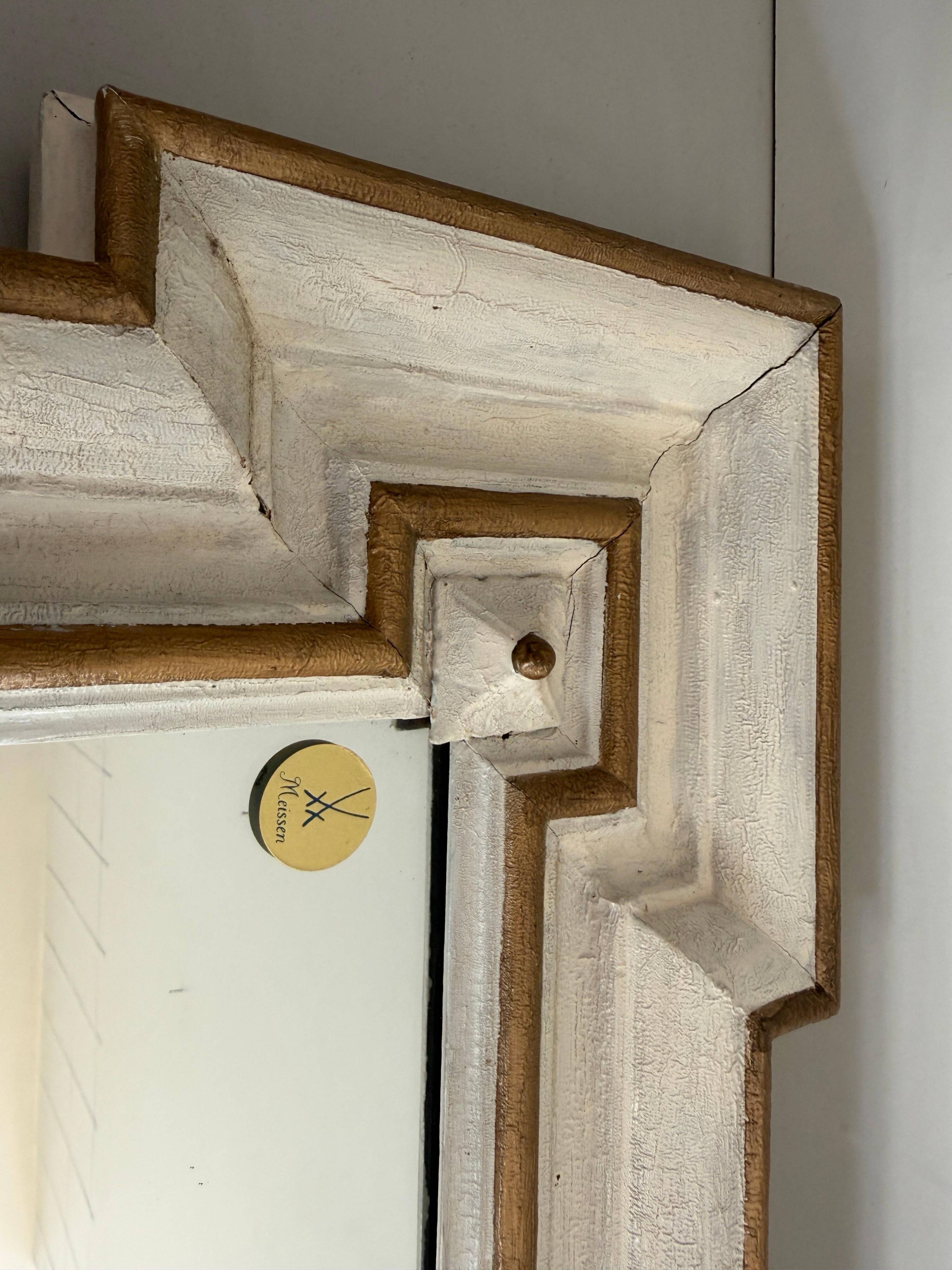 Art Nouveau wall mirror with a coloured gold frame by Meissen, 1930s, Germany.
