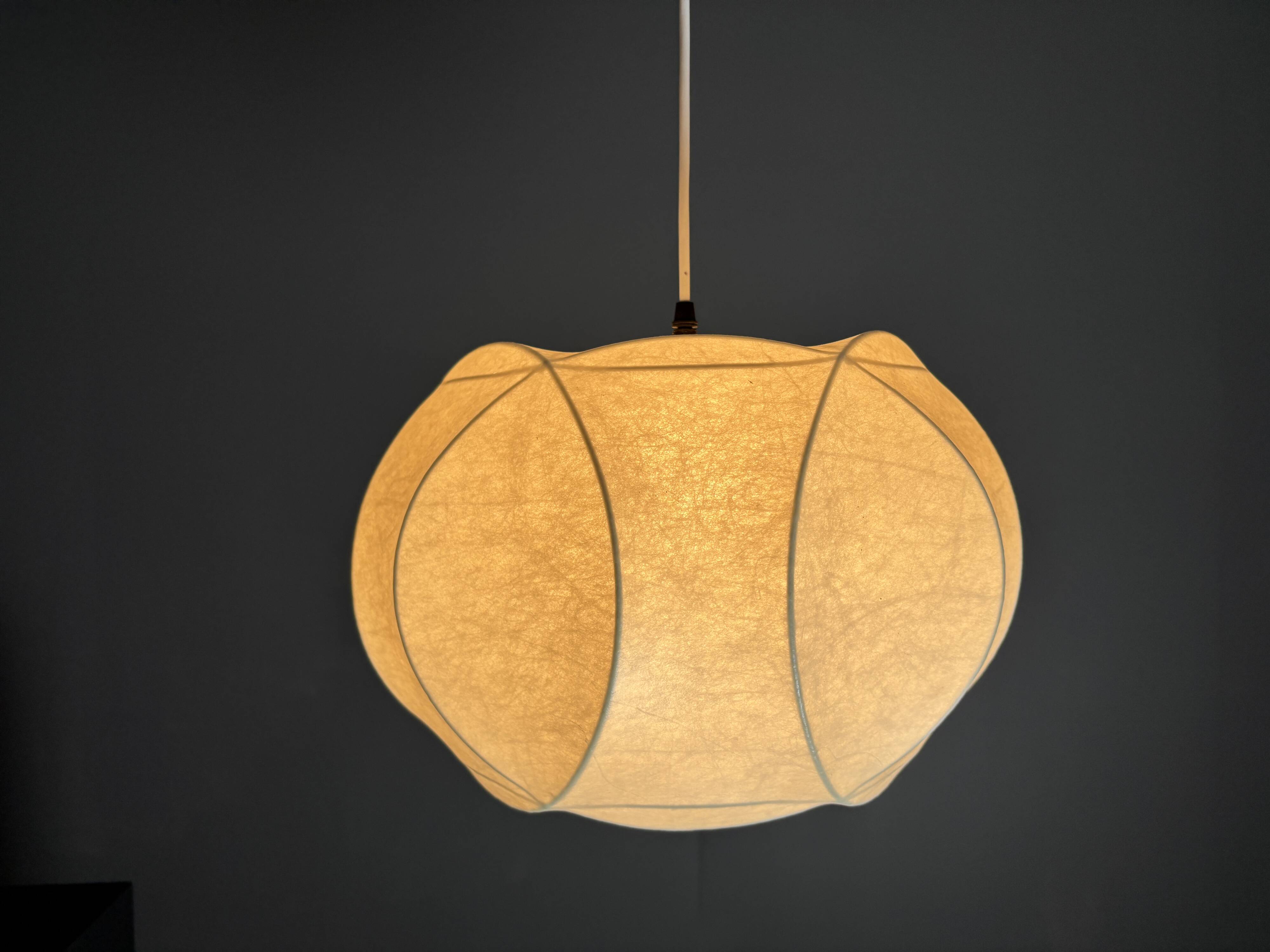 Midcentury space age cocoon hanging pendant ceiling lamp, 1960s