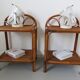 Pair of rattan and bamboo bedside tables 1970s