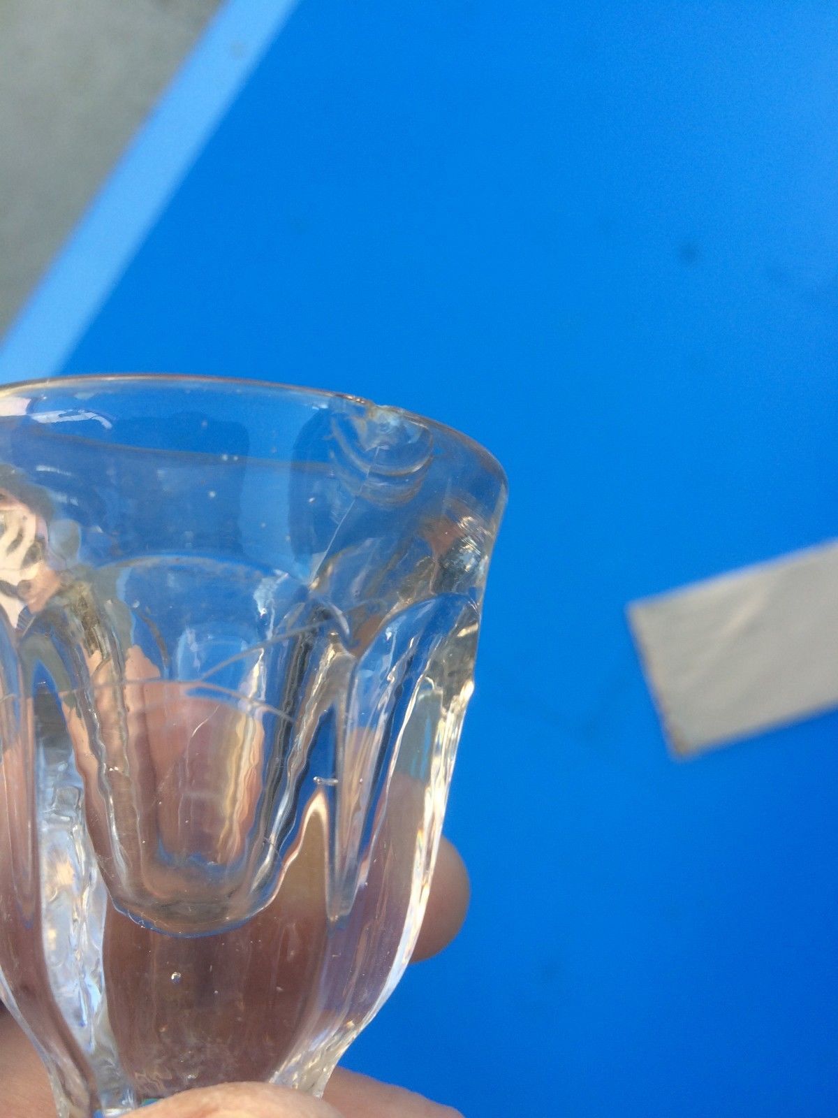 Lot of 4 small glass on foot faceted 18th century era