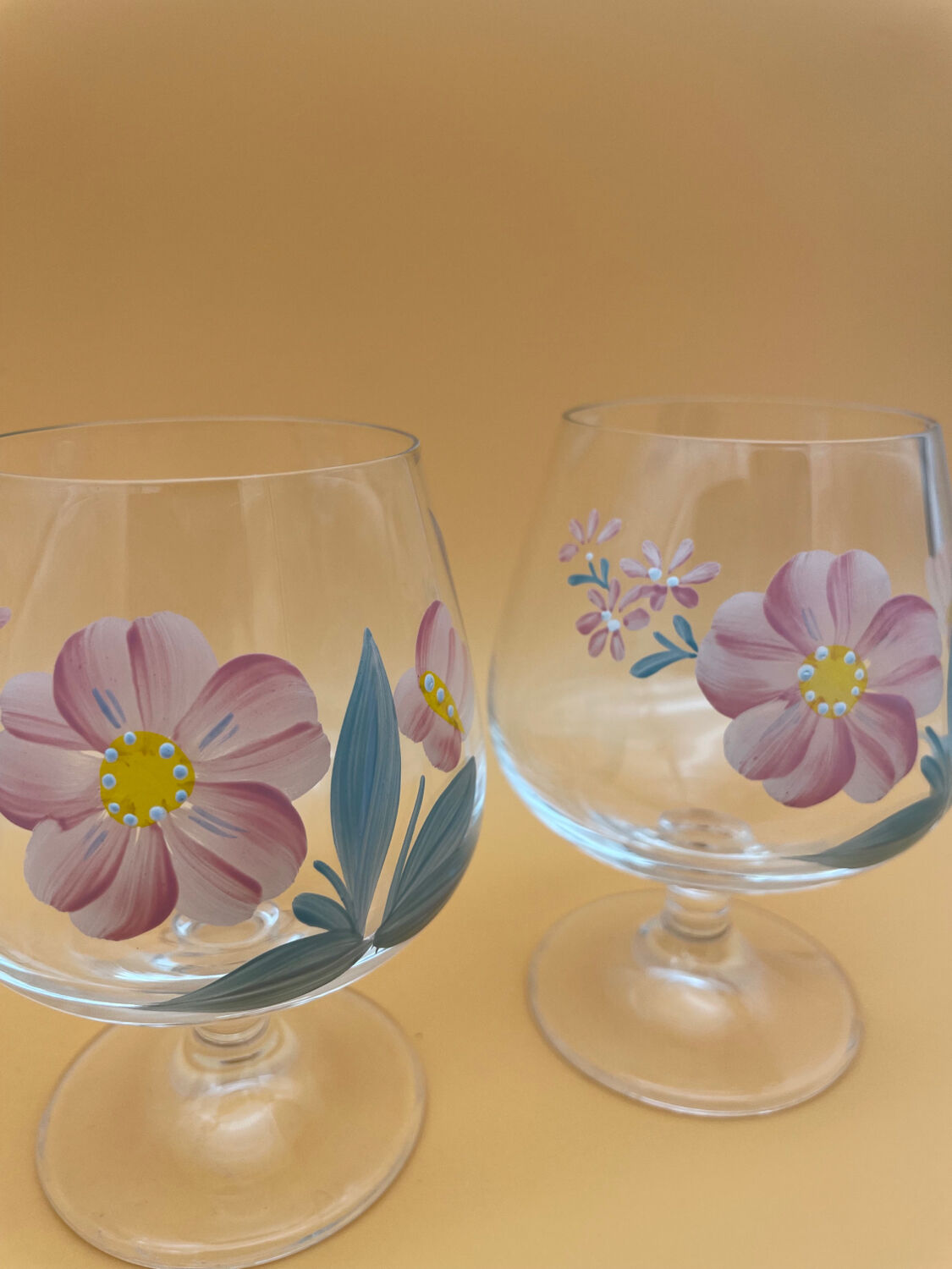 Hand-painted crystal flower balloon foot glasses