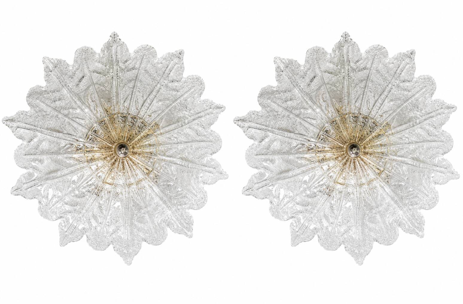 Set of 2 Amsterdam Palmetta, Italian Murano Glass Ceiling Light or Flush Mo
