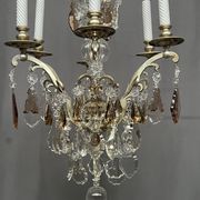 Antique French chandelier 170 cm with Louis XVI style chain in crystal.