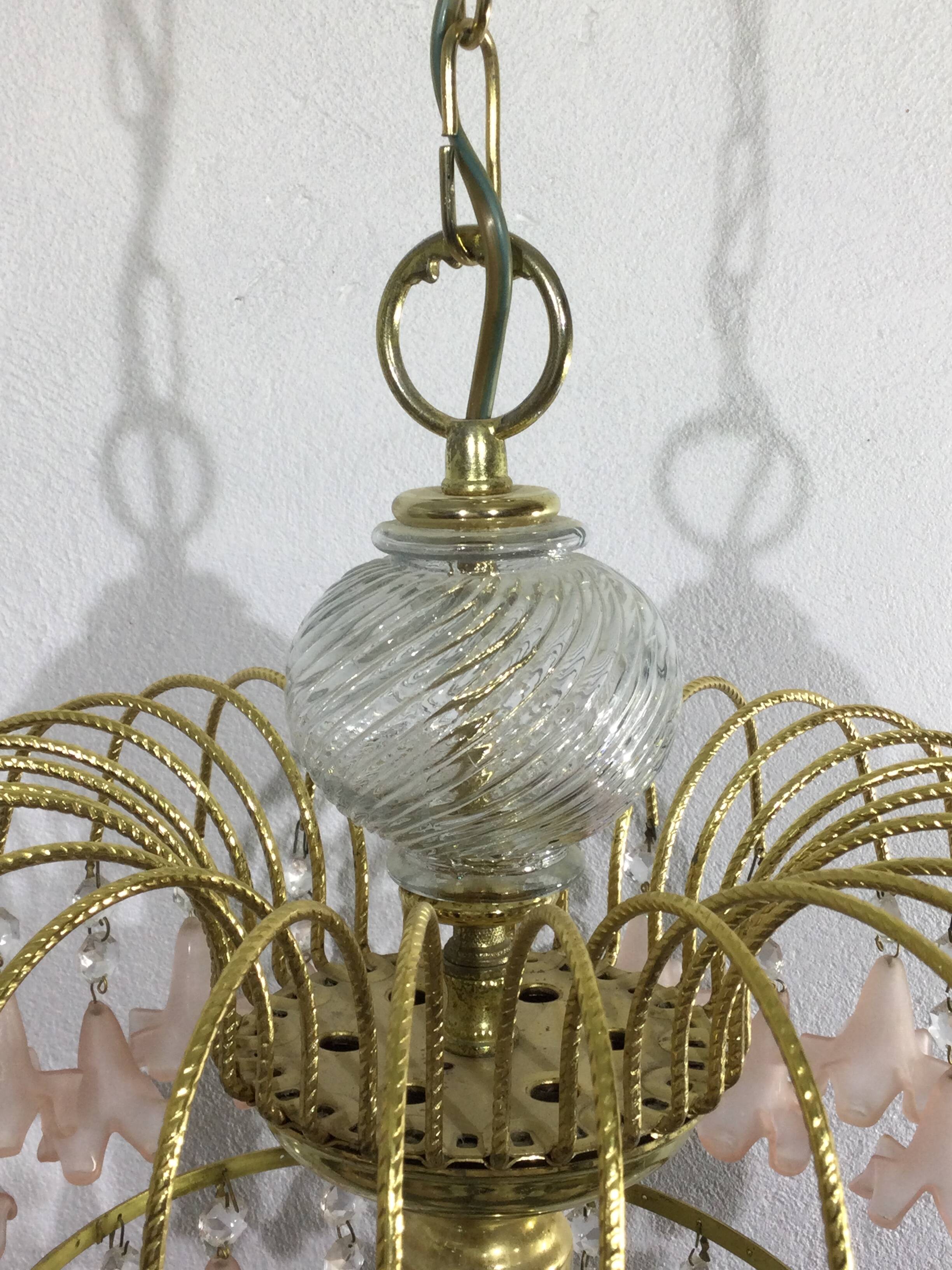 Pink flowers tassel chandelier