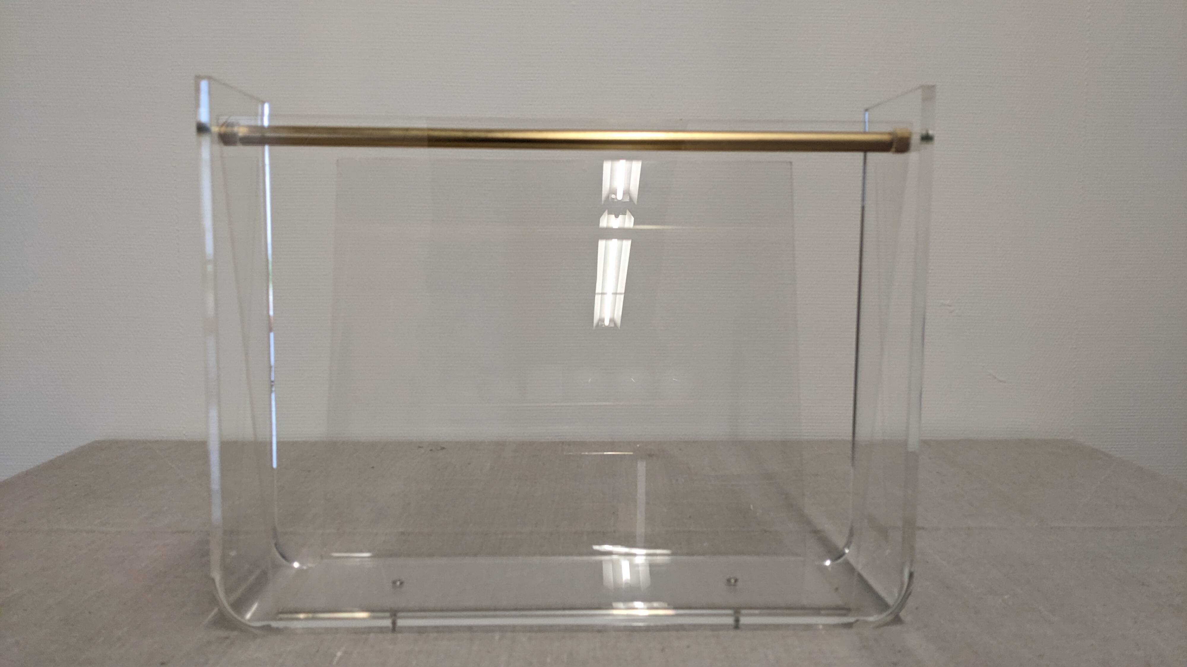 Acrylic magazine rack by David Lange, France circa 1970.