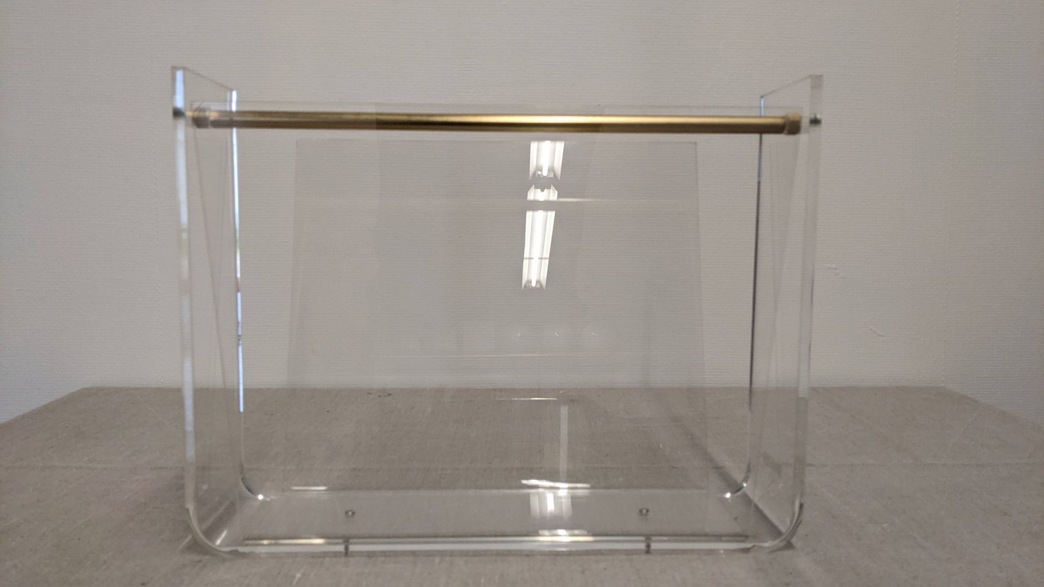 Acrylic magazine rack by David Lange, France circa 1970.