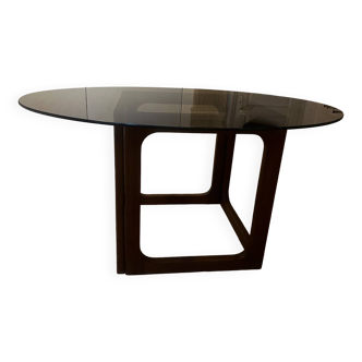 Vintage teak and smoked glass table