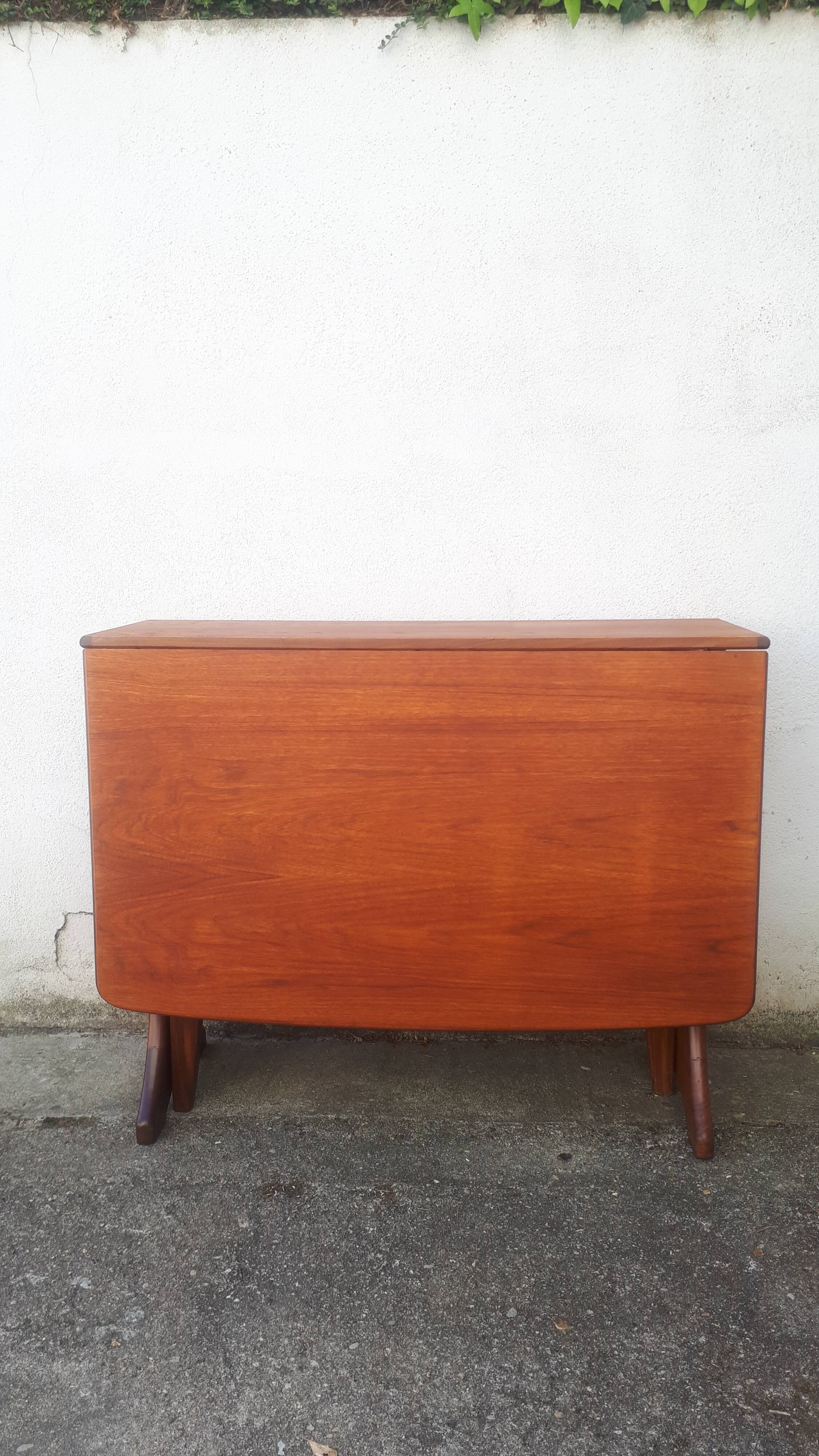 Vintage dining table console desk in teak and exotic wood from the 70s