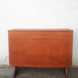 Vintage dining table console desk in teak and exotic wood from the 70s