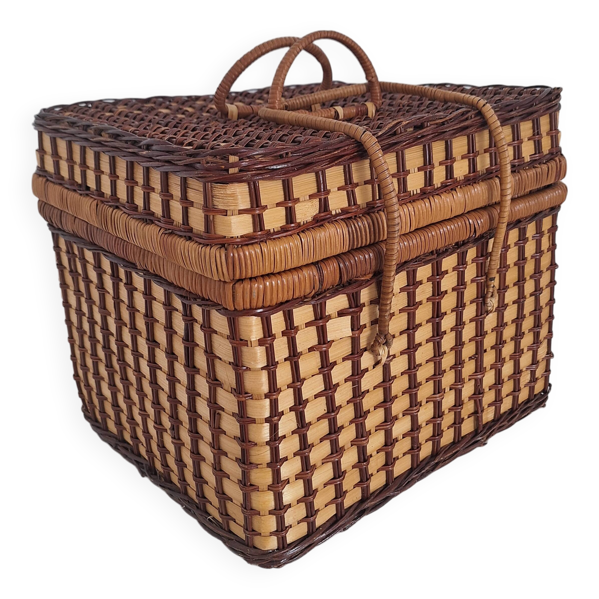Vintage wicker suitcase
