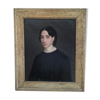 Portrait ancient oil on canvas,  lady 19th