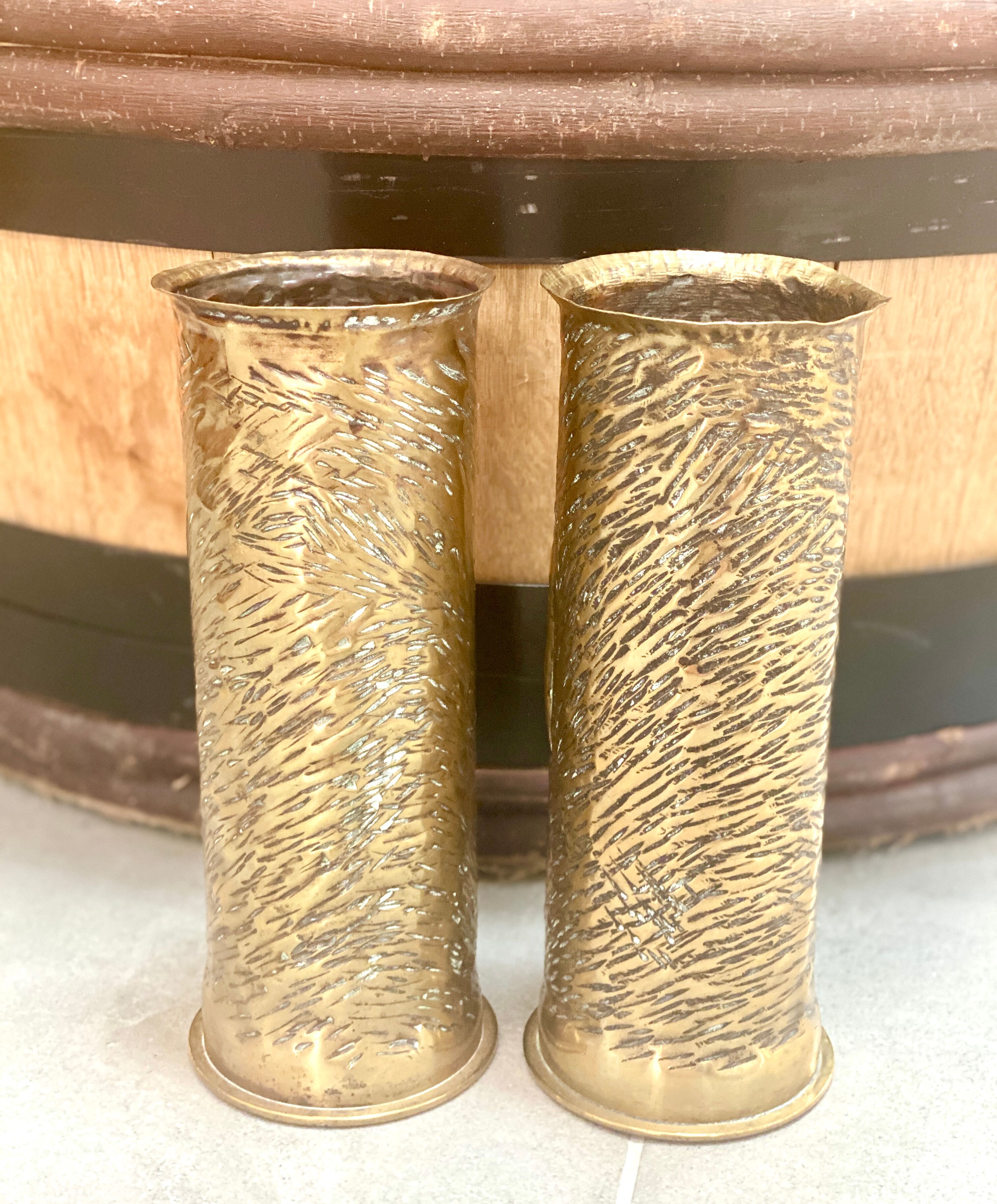 Pair of copper vases - shells 1914-18 - German - trench art