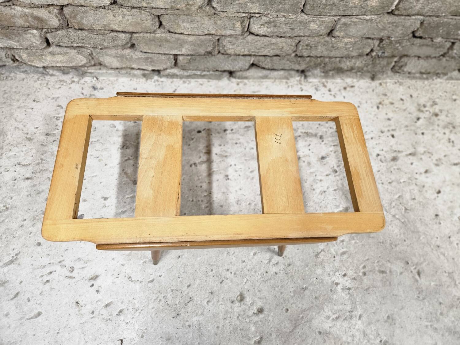 Small opaque black glass coffee table 1960