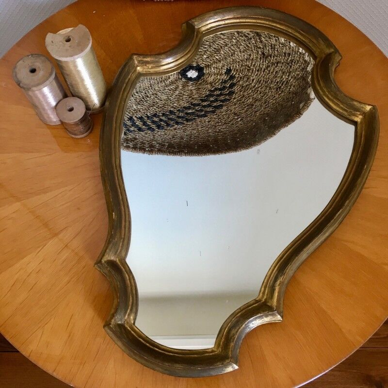 Miroir baroque doré 1950 - 33x49cm
