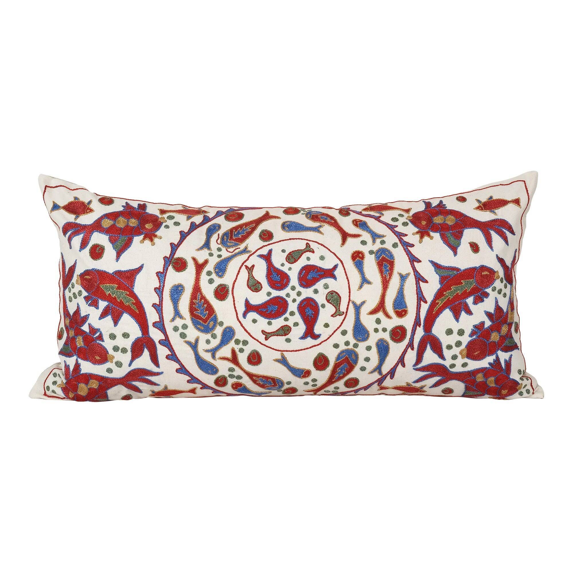 Vintage embroidered cushion cover 46x89 cm